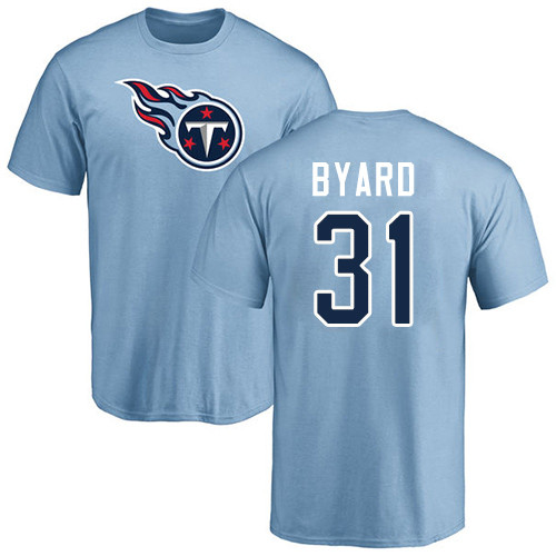 Tennessee Titans Men Light Blue Kevin Byard Name and Number Logo NFL Football #31 T Shirt->nfl t-shirts->Sports Accessory